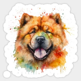 Chow Chow Bright Watercolor Painting Sticker